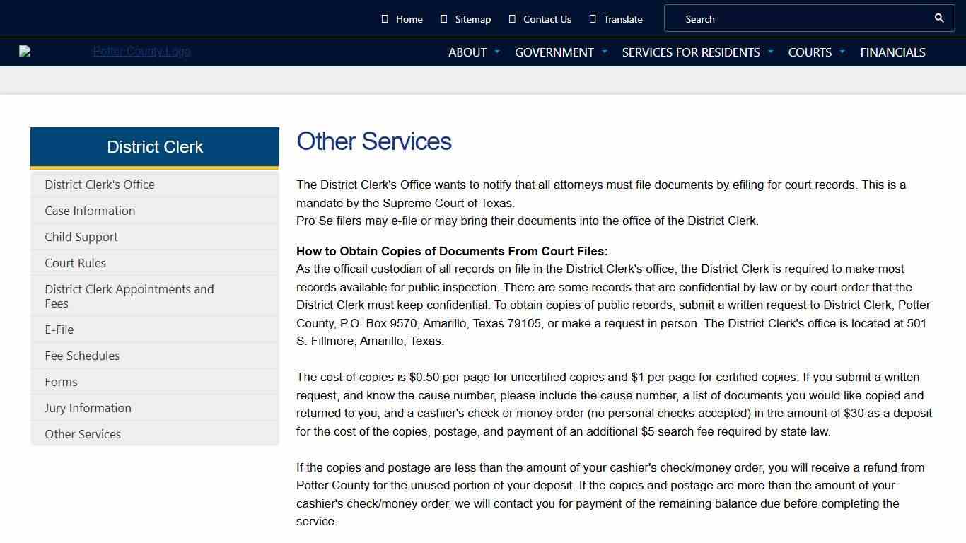 Other Services | Potter County, Texas