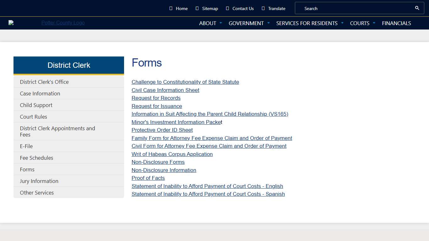 Forms | Potter County, Texas