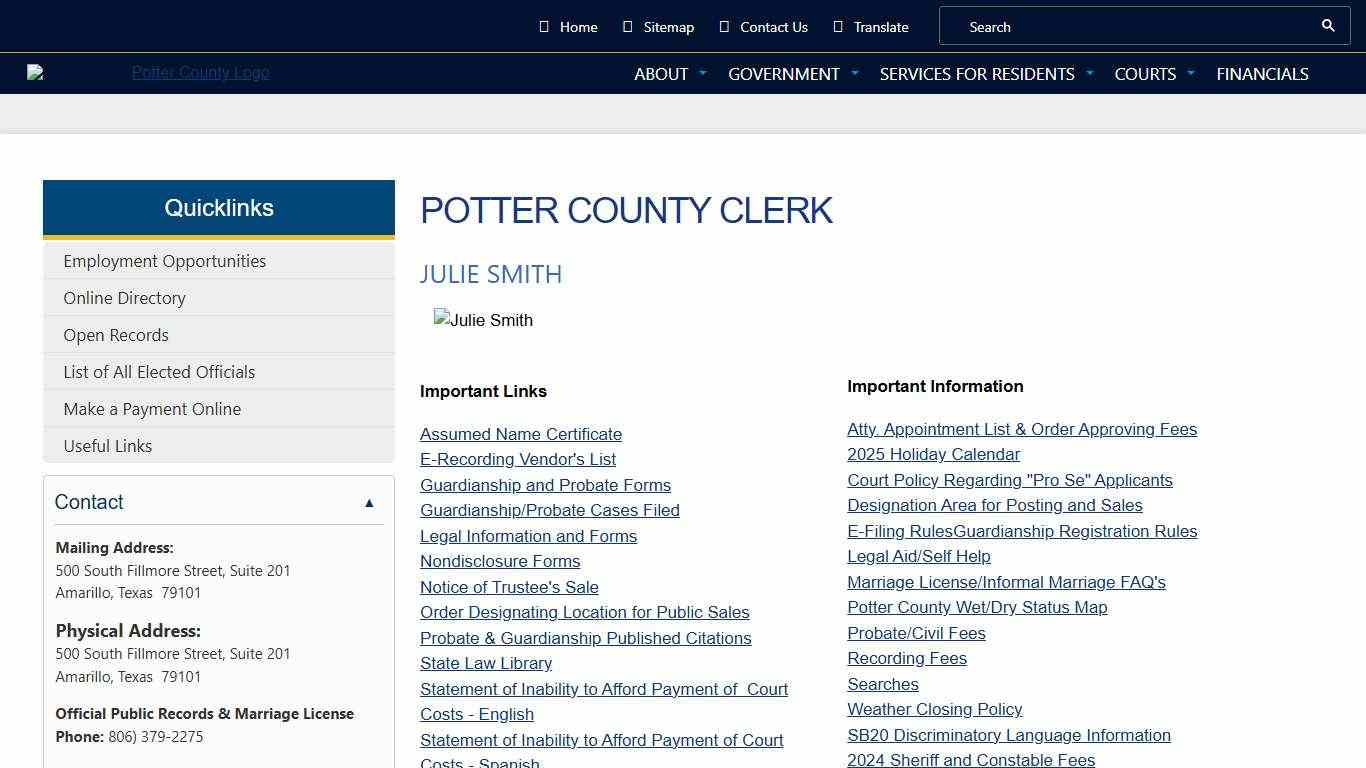 County Clerk | Potter County, Texas