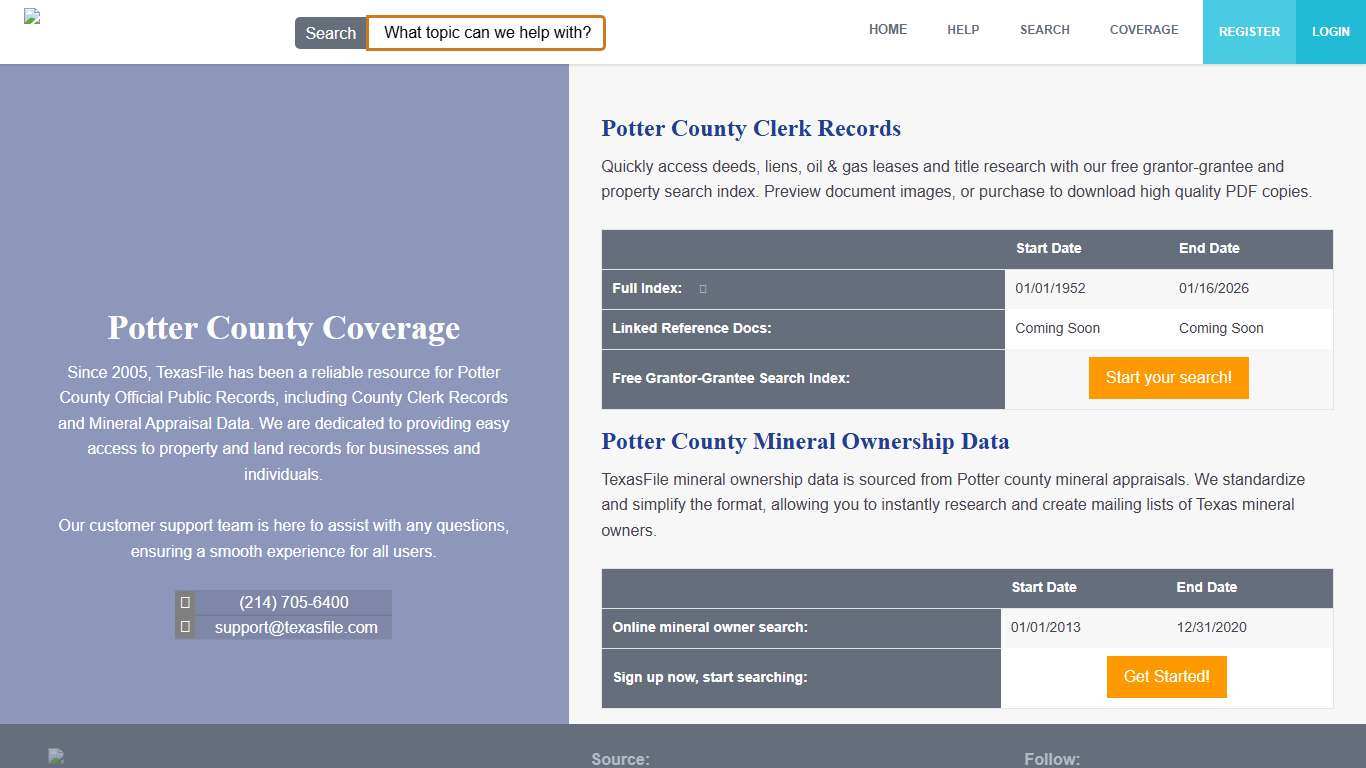 Potter County Clerk Official Public Records | TexasFile